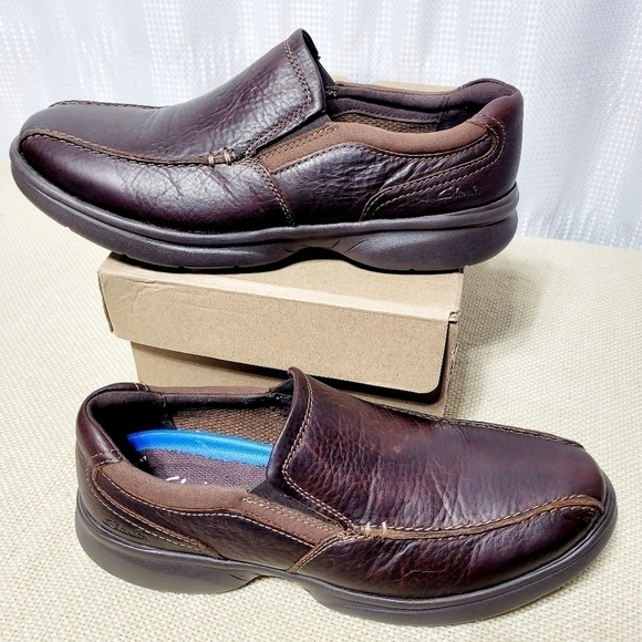 Clarks Bradley Brown Leather Slip-On Men's (10.5 Wide) - Picture 3 of 15
